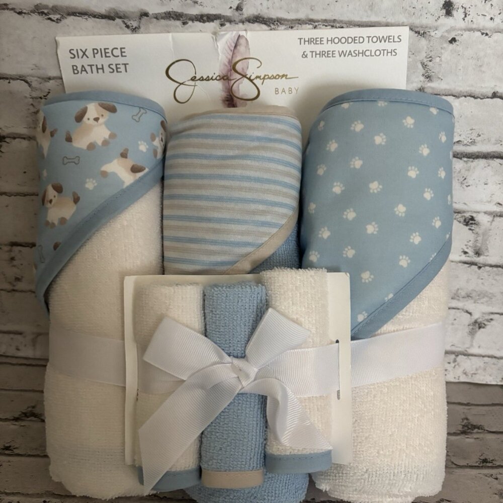 Jessica Simpson 6 Piece Baby's Bath Towels And Washcloths NWT